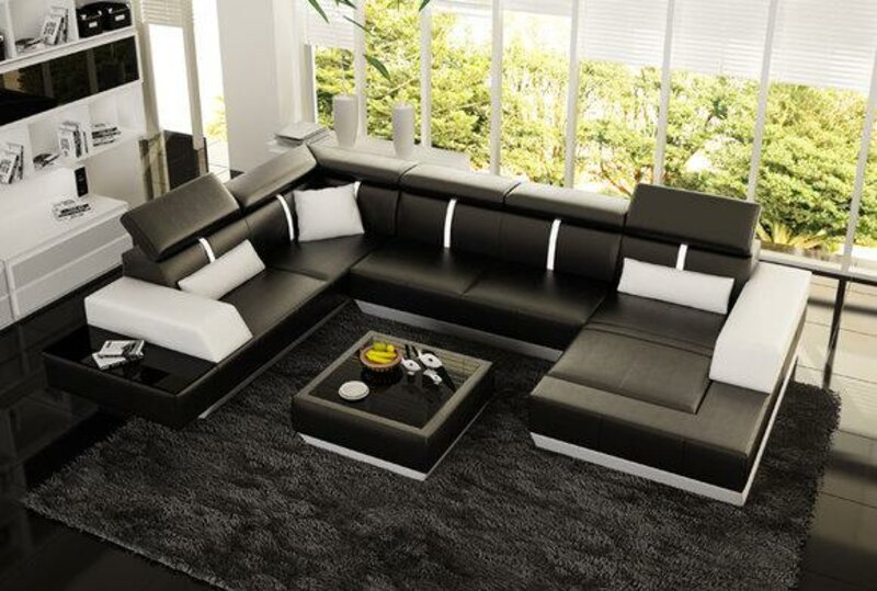 Ledersofa U- Form Wohnlandschaft LE MANS