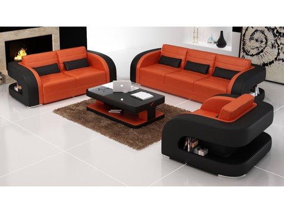 3+2+1 Sofagarnitur Ledersofa Couch Sofa Designer Sofas Wohnlandschaft Bergamo