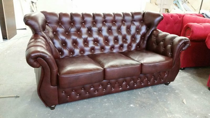 Sofa Couch 3 Sitzer 100% Vollleder Polster Garnitur Ledersofa ROBERT