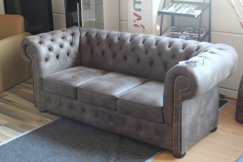 3 Sitzer Chesterfield Couch Sofa Garnitur Textil Leder Couchen Stoffsofa Neu