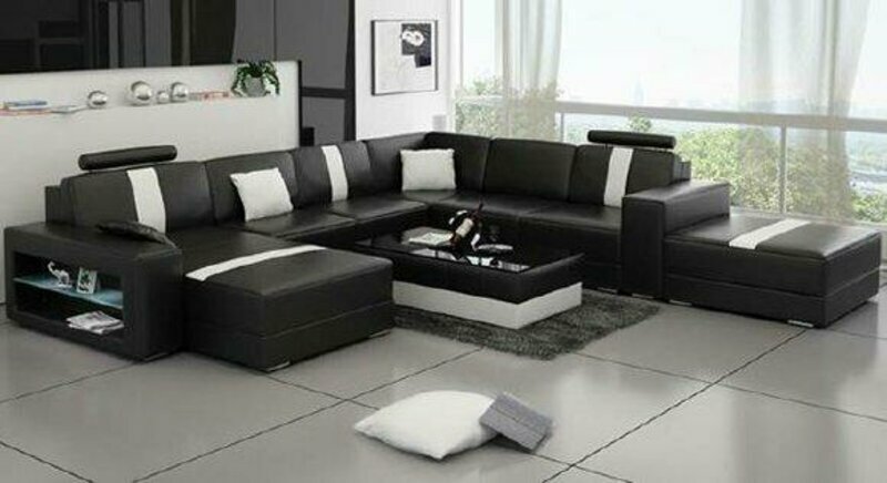 Wohnlandschaft Polster Ecke Modern Eck Sofa Couch Garnitur Landschaft Leder