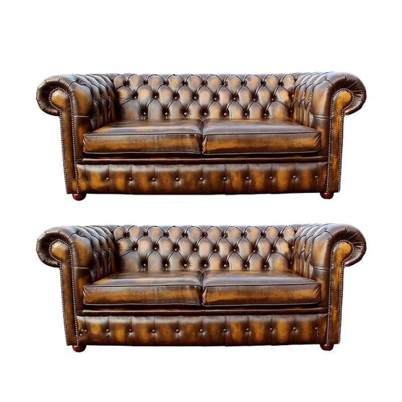 Chesterfield Garnitur Design Luxus Polster Sofa Couch Sitz Textil Leder