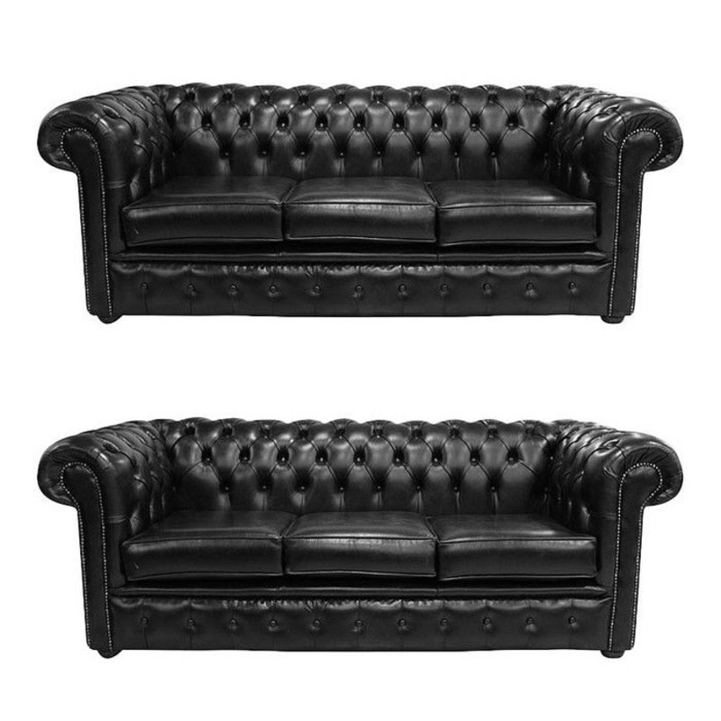 Chesterfield Design Luxus Polster Sofa Couch Sitz Garnitur Leder 3+3