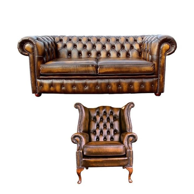 Chesterfield Stil Möbel Couch Sofa Polster Sofas Garnitur Leder Textil