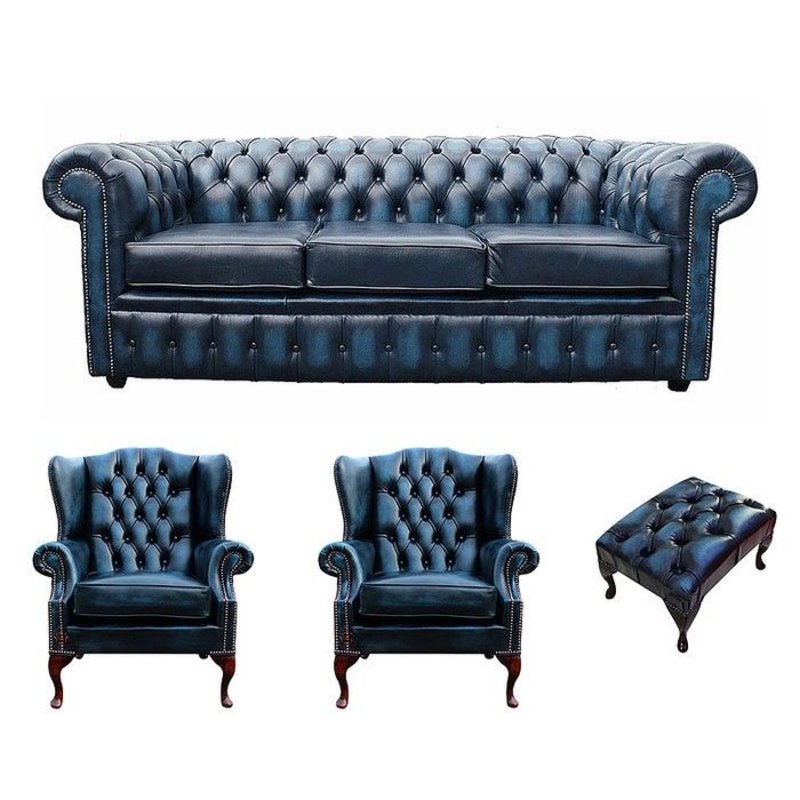 Sofagarnitur Chesterfield Design Set Polster Dekor Couch Garnituren Leder