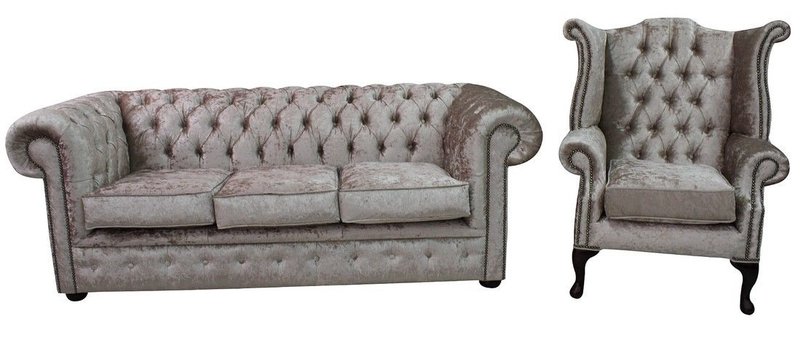 Chesterfield Design Sofagarnitur 3 Sitzer + Ohrensessel Couch Sofa