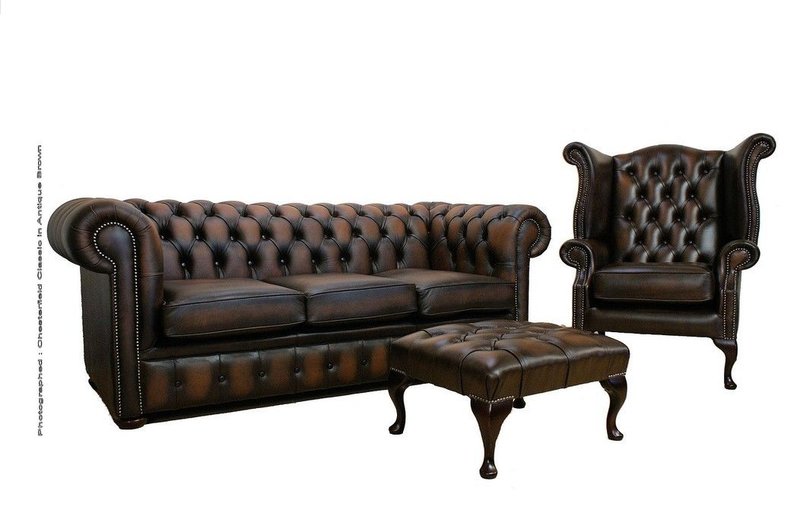 Chesterfield Sofagarnitur Leder Textil Chesterfield Komplett Set Sofa