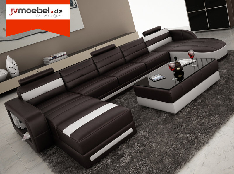 Ledersofa Sofa mit 2 Chaiselongues Colo 3