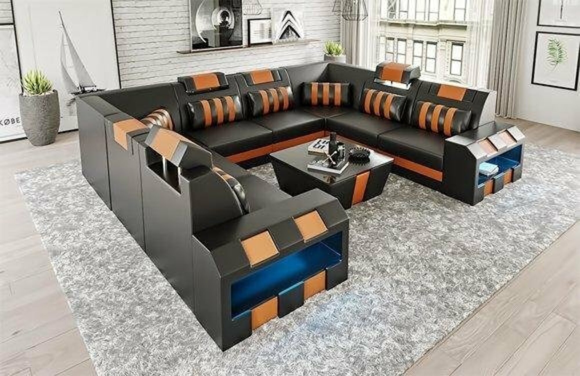 XXL Big CHESTERFIELD Wohnlandschft VOMP 20 Orange Couch Eck ...