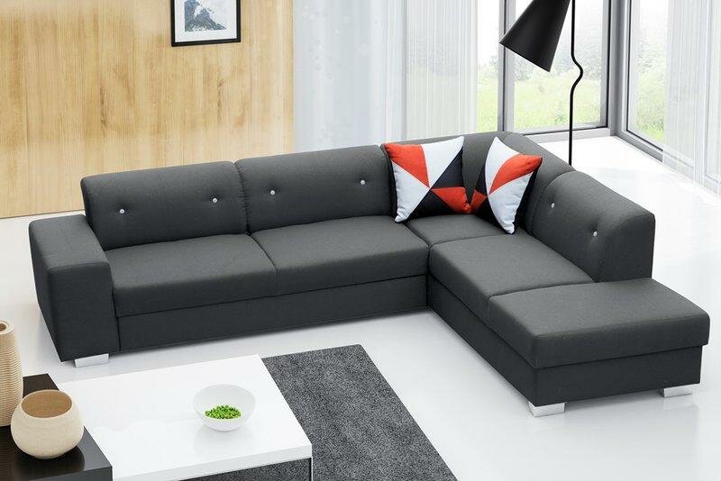 Sofa Designer Schlafsofa Sofa mit Bettfunktion + Bettkasten Schwarz Couch