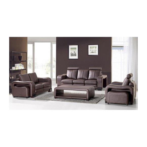 3+2+1 Designer Set Couch Sofa Leder Polster Wohnlanschaft Sitz Modern Garnitur