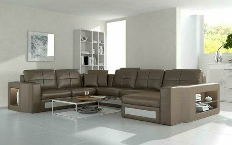 Wohnlandschaft Polster Ecke Eck Sofa Couch Leder Garnitur Landschaft Leder H2210