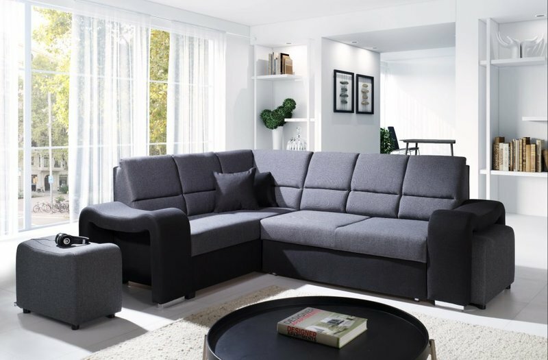 Sofa Schlafsofa Designer Sofa mit Bettfunktion + Bettkasten Ecksofa Couch NEU