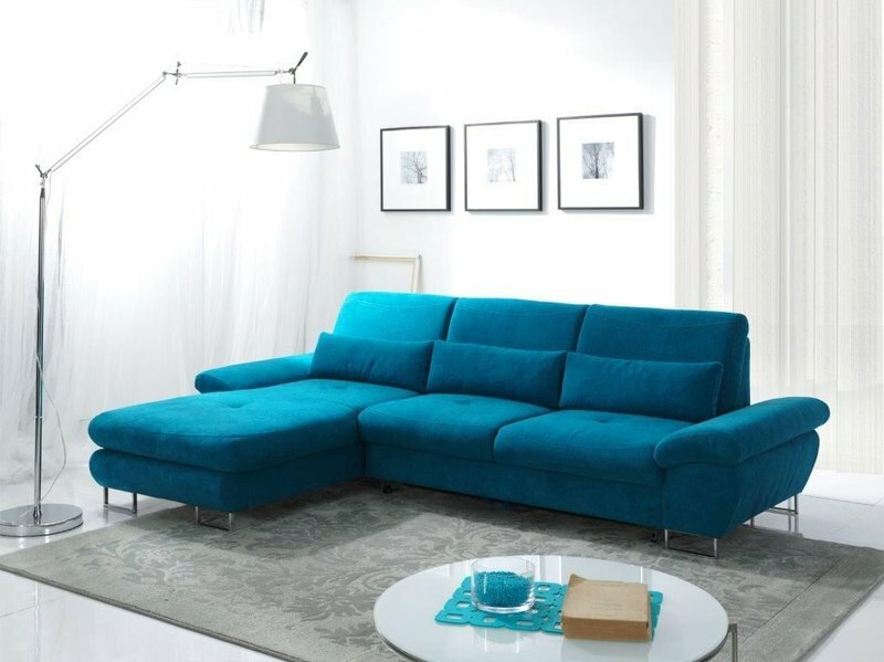 Ecksofa Kasten+Bett Eck Wahl Leder Stoff Polster Textil Couch Sofa Ecke