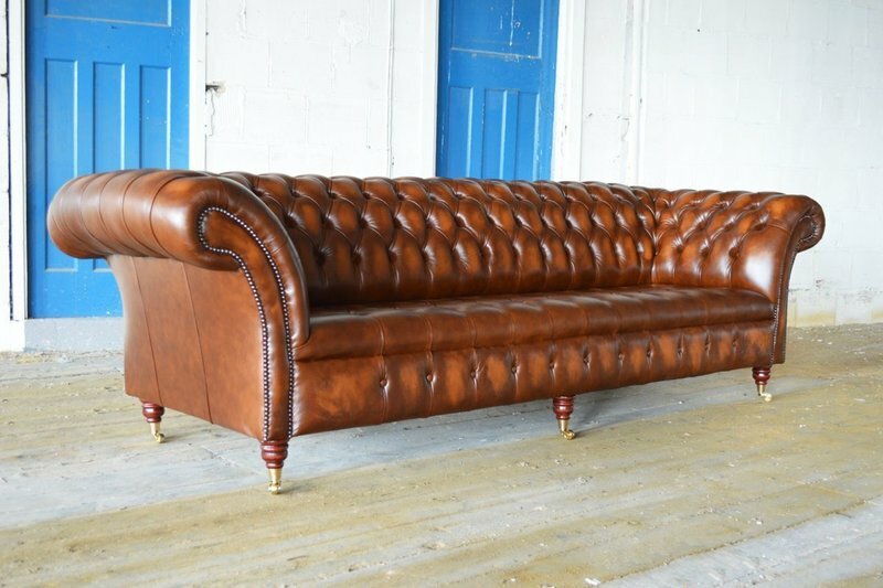 Chesterfield Sofa 3 SITZER Polster Designer Couchen Leder Sofas Braun Garnitur