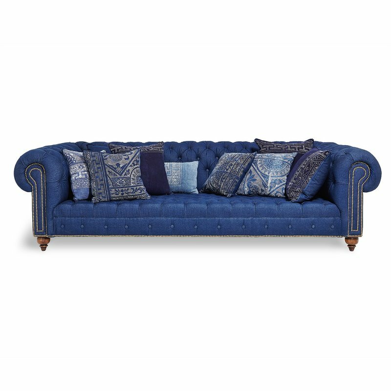 Chesterfield 3 Sitzer XXL Polster Sitz Couch Blau Sofa Big Couchen