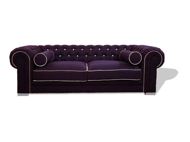 Chesterfield Sofa 3 SITZER Polster Designer Couchen Sofas Garnitur Dunkelviolett