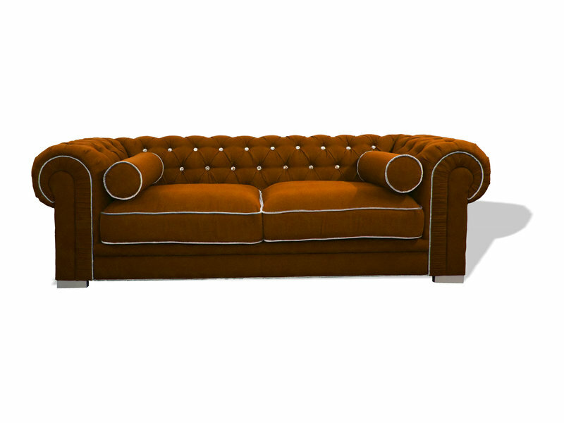 Chesterfield Sofa 3 SITZER Polster Designer Couchen Sofas Dunkelorange Garnitur