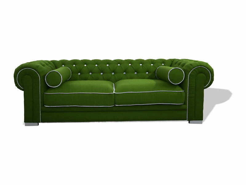 Chesterfield Sofa Grün 3 SITZER Polster Designer Velvet Couchen Sofas Garnitur