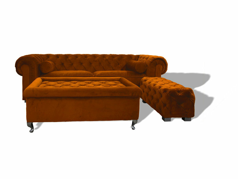 Chesterfield Sofa Polster Designer Dunkelorange Sofas Garnitur Couch SLIII