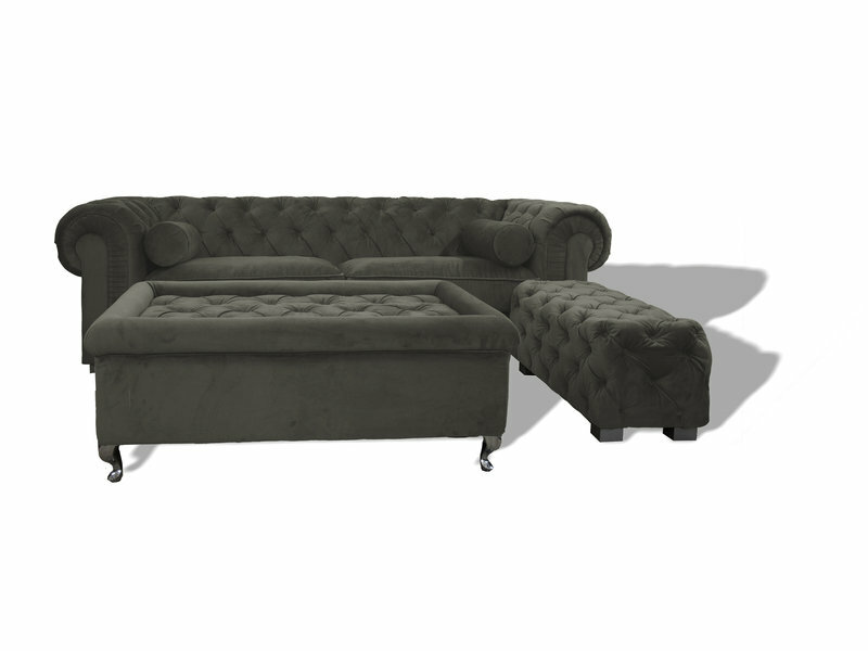 Chesterfield Sofa Dunkelsilber Designer Couchen Sofas Garnitur Couch SLIII