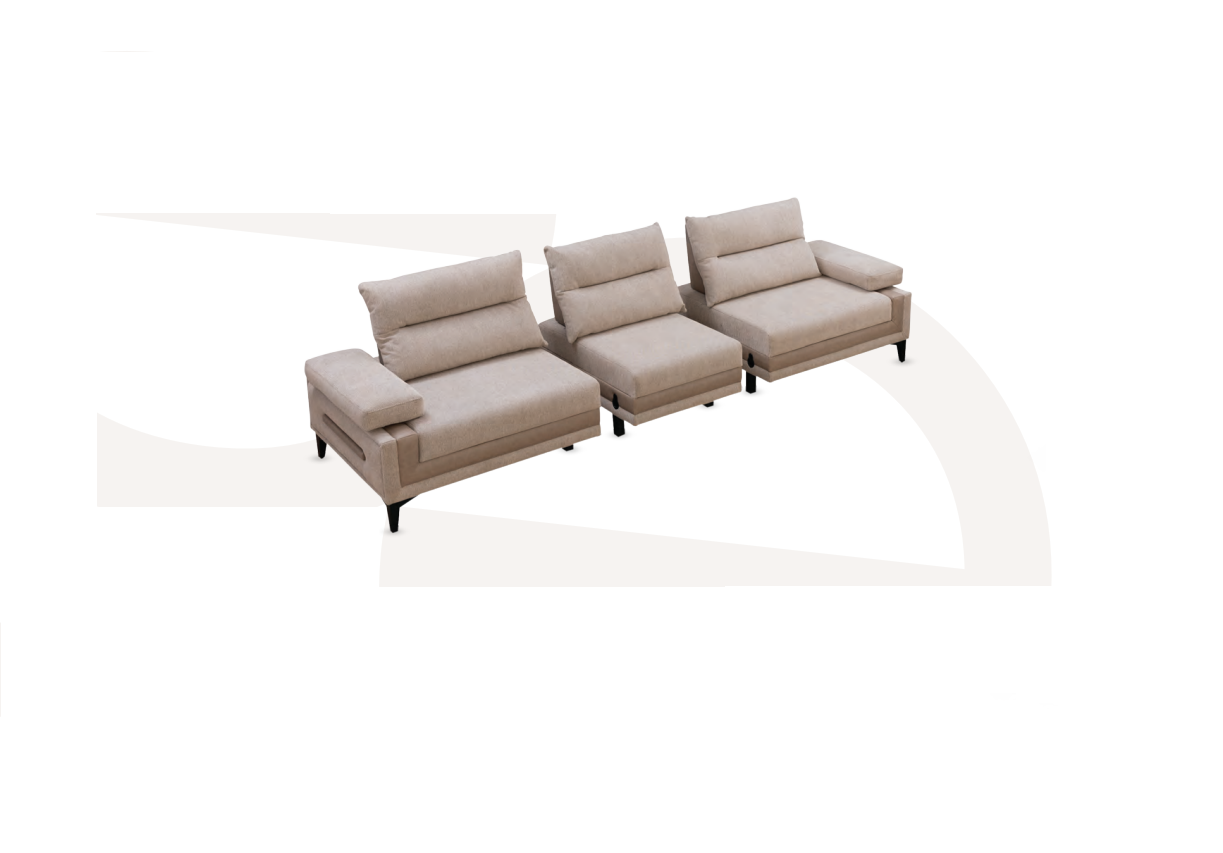 Weiß-Beige Wohnzimmer Sofagarnitur Designer 4-Sitzer Polstersessel 2tlg