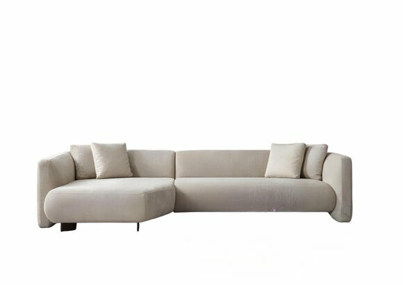 Beiges L-Form Stoffsofa Designer Wohnzimmer Polster Couchen Textil Möbel