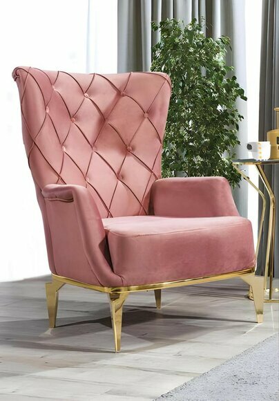 Chesterfield Rosa Loungesessel Designer Polster Einsitzer Luxus Möbel