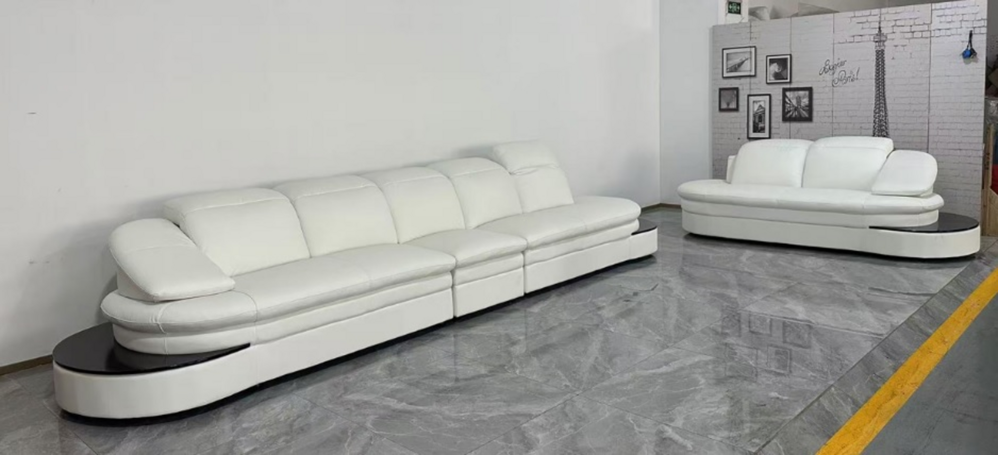 Halb Runde Leder Sofa Ecksofa Wohnlandschaft Rund Couch Sitz Polster