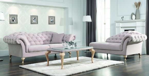 Sofagarnitur 3+Chaise Chesterfield Polstergarnitur PARIS