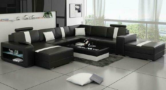 Wohnlandschaft Polster Ecke Modern Eck Sofa Couch Garnitur Landschaft Leder