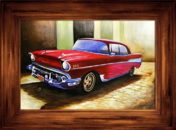 Oldtimer Auto Ölbild Bild Bilder Ölbilder Dekorative Gemälde Mit Rahmen