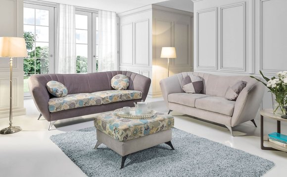 Design Poster Couch Sofagarnitur Sitz 3+2 Sitzer Set Stoff Garnitur Vittoria