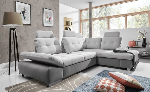 Textil Ecksofa Sofa Couch Polster Eck Garnitur Stoff Schlaf Wohnlandschaft