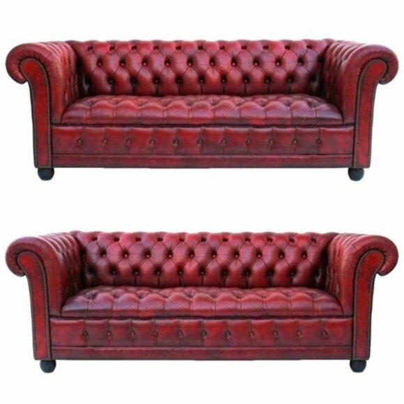 Chesterfield Sofagarnitur 3+3 Sitzer Couch Polster Garnituren Ledersofa