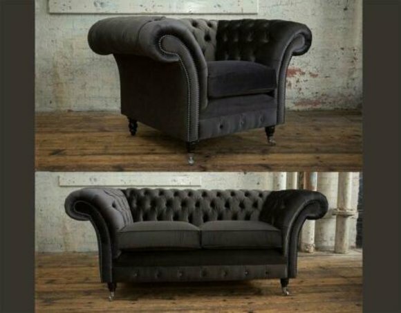 3+2+1 Sofagarnitur Chesterfield Polster Sofa Leder Sofas Couchen Textil