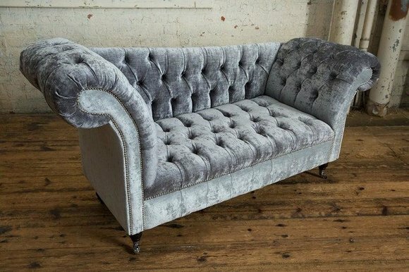 Design Chesterfield Stoff Couch Chaise Lounge Polster Neu