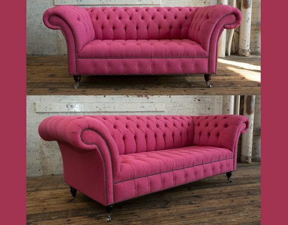 3+2 Sofagarnitur Chesterfield Textil Stoff Sofa Couchen Polster Set