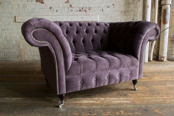 Chesterfield Sofa Fernseh Couch 1 Sitzer Luxus Textil Stoff Deko Couchen