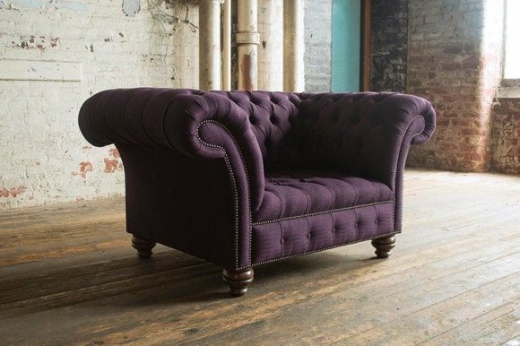 Chesterfield Sofa Fernseh Couch 1 Sitzer Luxus Textil Stoff Couchen