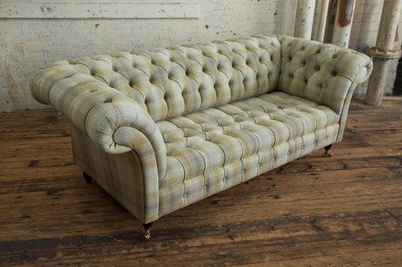 Chesterfield Textil Sofa Couch Polster Sofas Couchen Luxus Stoff