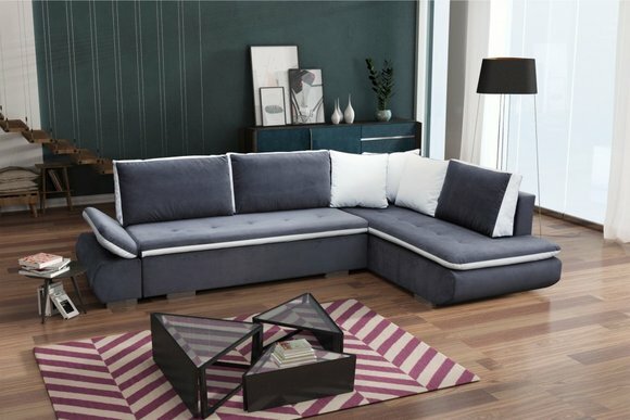 Schlafsofas Sofa Couch Eck Sofas Garnitur Polster Ecke Stoff Neu Wohnlandschaft