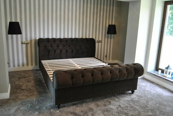 Bett Chesterfield Design Luxus Hotel Betten Leder 180x200cm Schlaf Zimmer