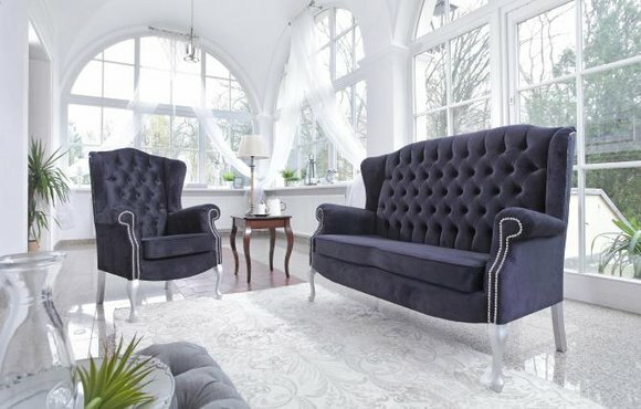 Klassische Chesterfield Sofagarnitur 3+1+1 Sitzer Sofa Couch Polster Samt Neu