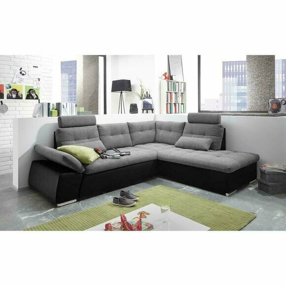 Ecksofa L-Form Sofa Couch Design Polster Modern Leder Textil Bettfunktion