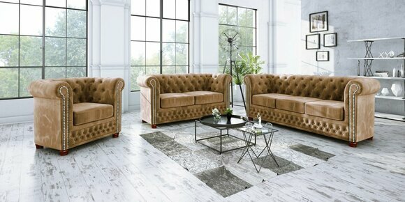 Chestgerfield Sofagarnitur Couch Polster Sitz Set 321 Sitzer Garnituren Couchen