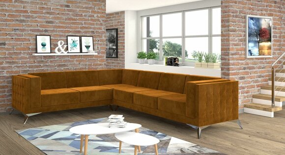 Ecksofa L-Form Stoff Couch Wohnlandschaft Garnitur Design Modern Sofa