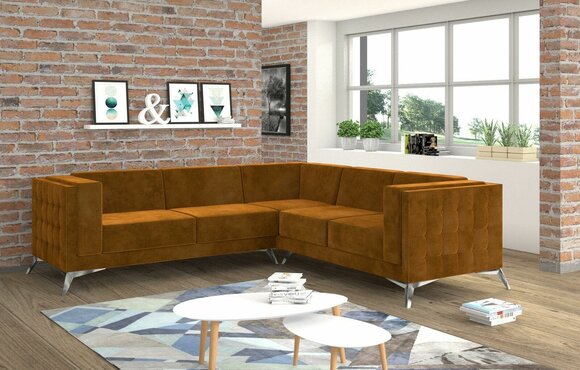 Ecksofa Wohnlandschaft Design Sofa Couch Polster Sitz Garnitur Textil