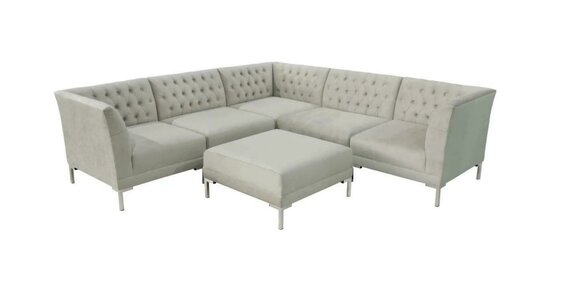 Ecksofa Hocker Grau xxl Big Textil Stoff Chesterfield Sofas Garnitur Möbel