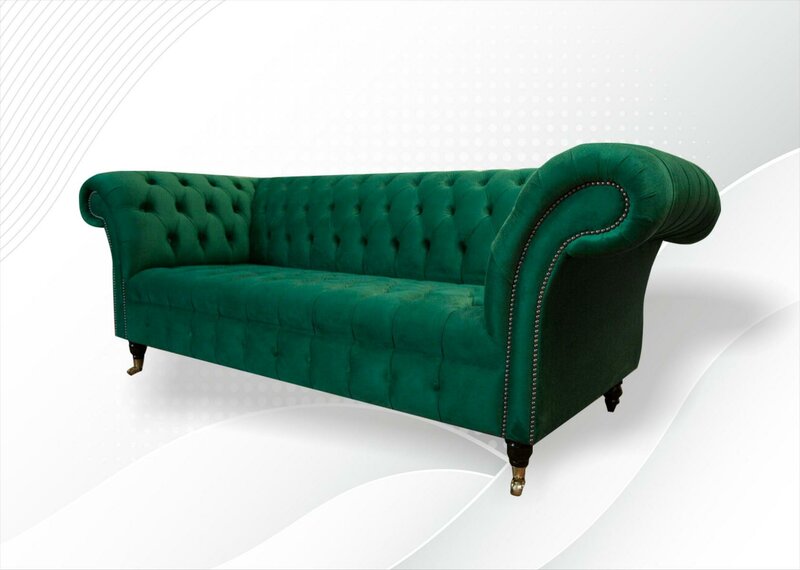 Sofagarnitur Chesterfield Sofas 3tlg. Möbel Modern Design Textil Grün Couchen